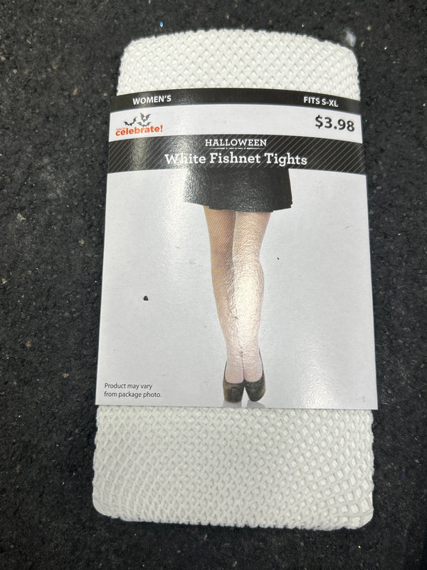 WHITE FISHNET TUGHTS