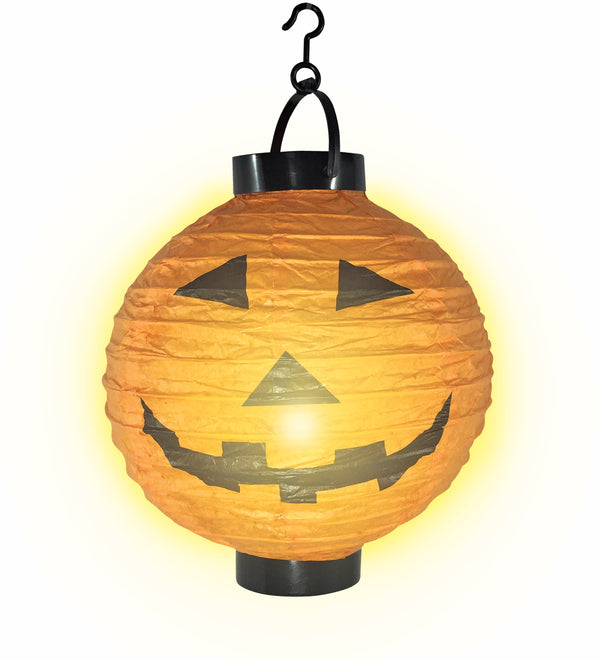 PAPER LANTERN W/ LIGHT-PUMPKIN