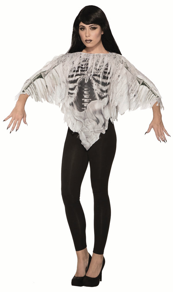 SKELETON PONCHO WHITE_STD