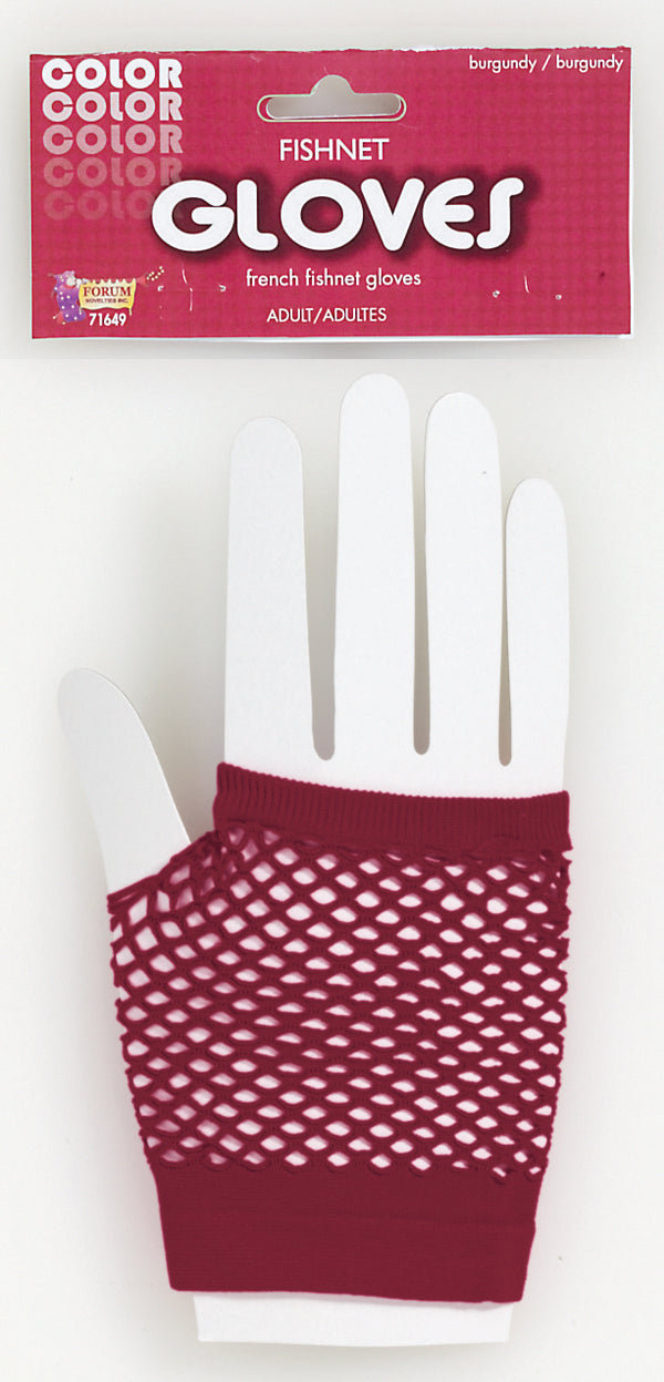 SHORT FISHNET GLOVES-BURGUNDY