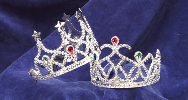 TIARA-SILVER W/COLORED STONES