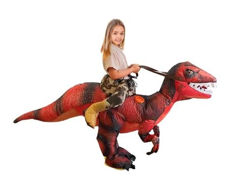 CHILD'S RIDE ON VELOCIRAPTOR DINOSAUR INFLATABLE COSTUME