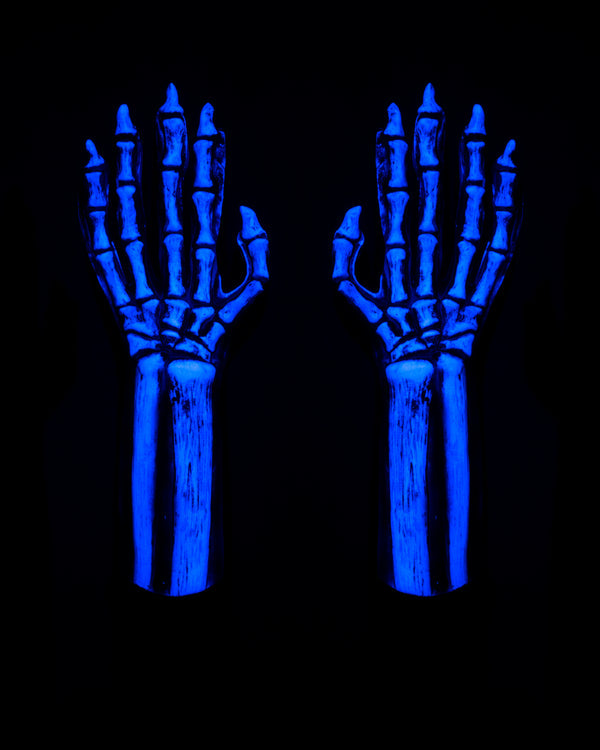 New UV White Glow Skeleton Gloves