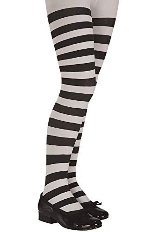 CHLD WH/BK STRIPE TIGHTS